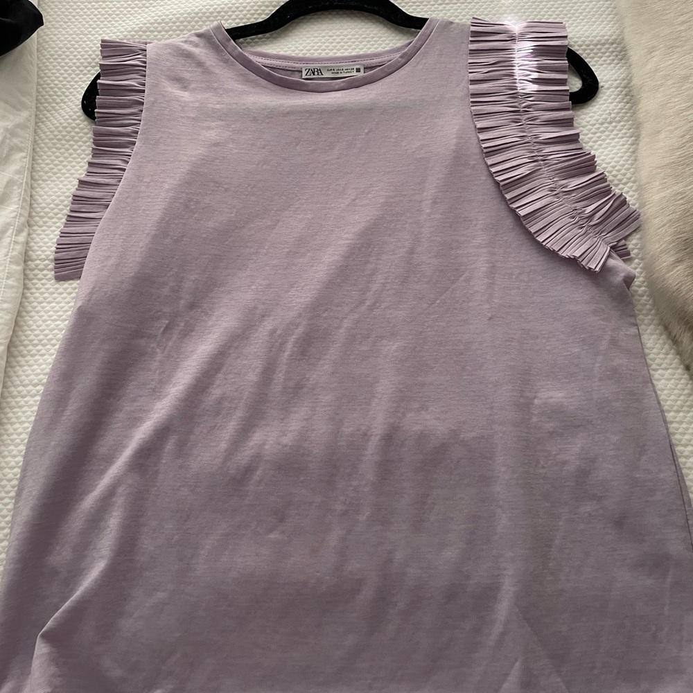 Zara Lilac Ruffle Sleeve Top